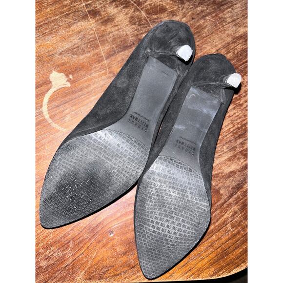 Stuart Weitzman Suede Neoprene Ankle Booties 3.5” Heel Black Slip On Sz 9N - Picture 4 of 9